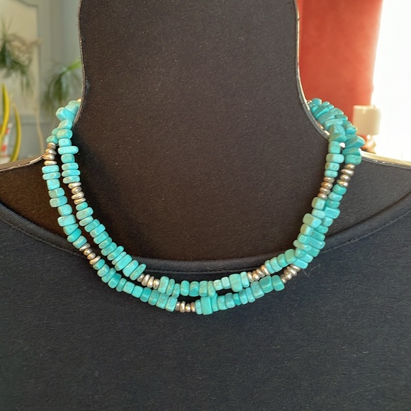 NWT Dakota turquoise necklace with silver beads can be worn many ways - Picture 3 of 7